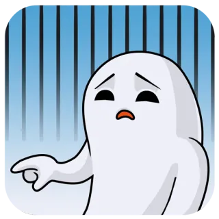 😧 ghost, sad, pointing, cartoon, emoji, sticker telegram sticker
