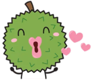 😘 Durian, Owoc, Pocałunek, Miłość, Kreskówka telegram sticker