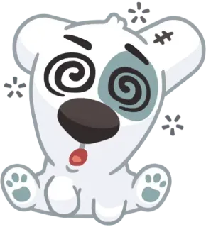 😵 ours, dessin animé, étourdi, malade, épuisé, animal whatsapp sticker
