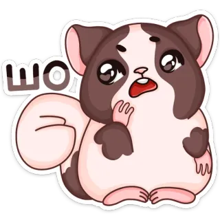 😨 WOI 햄스터, 귀여운, 동물, 스티커, 만화 telegram sticker