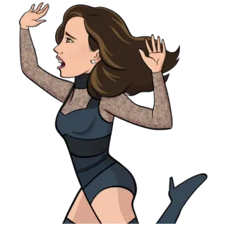 🏃 漫画, 女性, 女の子, ダンス, パーティー, 楽しい telegram sticker