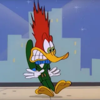 😖 Woody Woodpecker cartone animato, uccello, legno, picchio, animato, personaggio telegram sticker