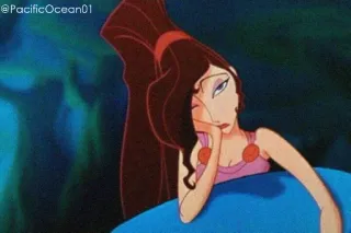 😐 Megara Hercules Meg, Megara, Disney, Hercule, dessin animé, ennuyé, animation whatsapp sticker