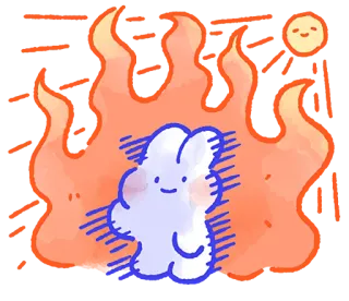 🌞 Hase, Feuer, süß, Sonne, Cartoon telegram sticker