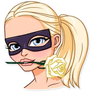 😐 kobieta, maska, róża, kwiat, blondynka, kreskówka telegram sticker