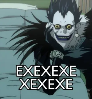 🌟 Ryuk Death Note EXEXEXEXEXEXEXE anime, death note, ryuk, shinigami, character, manga, japanese animation telegram sticker