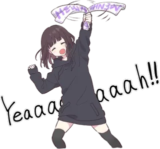 🙌 Yeahaaaaah!! anime meisje, juichen, enthousiast, viering, fan whatsapp sticker