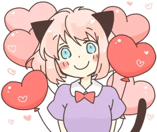 ❤️ Anya Forger Spy x Family Anime, Spy x Family, Anya Forger, Desenho animado, Fofo, Kawaii, Coração, Balões telegram sticker