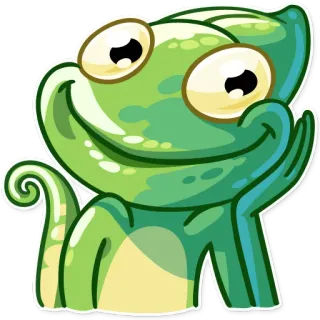 😅 chameleon, cartoon, animal, reptile, cute, green, sticker telegram sticker