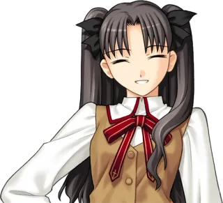 😁 Rin Tohsaka Fate/stay night anime, chica, personaje, sonriendo, lindo, dibujos animados whatsapp sticker