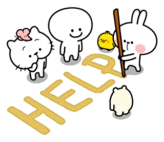 👋 HELP cartoon, characters, help, request, cute, animals, illustration telegram sticker