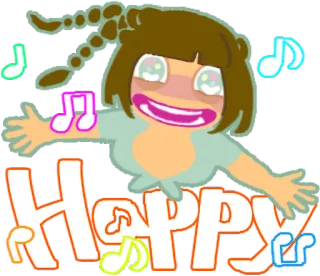 😀 Happy 快乐, 女孩, 卡通, 快乐的 telegram sticker