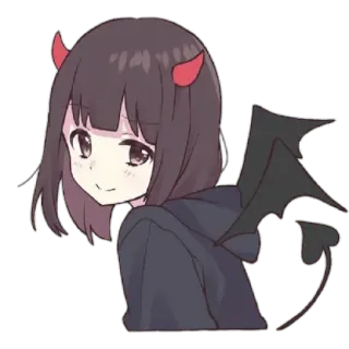 😀 Anime, Diablo, Demonio, Chica, Cuernos, Alas, Linda whatsapp sticker