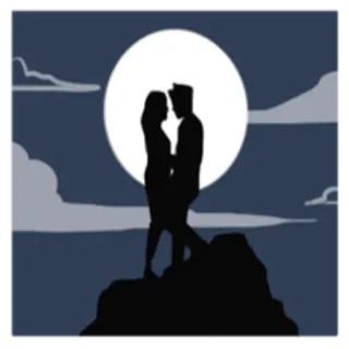 ❤ Silhouette, Paar, Liebe, Mond, Romantisch, Nacht whatsapp sticker