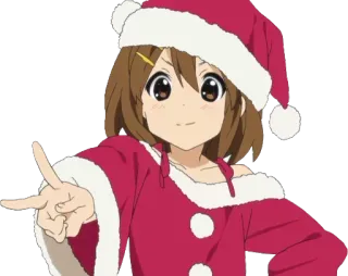 ✌ Yui Hirasawa K-On! Anime, Ragazza, Natale, Cappello da Babbo Natale, Carino, K-On, Yui Hirasawa whatsapp sticker