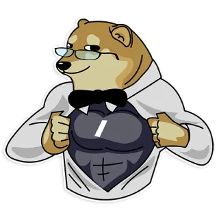 👔 doge, meme, dog, muscle, funny, cartoon telegram sticker