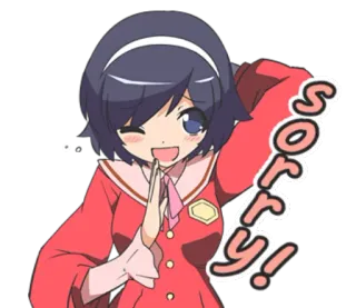 😊 Sorry! Anime, Excuse, Désolé(e), Mignon(ne), Fille, Dessin animé telegram sticker