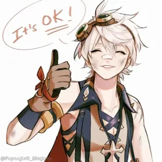 💠 Bennett Genshin Impact It's OK! bennett, genshin impact, anime, video game, thumbs up whatsapp sticker