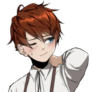 😳 Anime, Garçon, Clin d'œil, Mignon, Rougir, Jeune telegram sticker