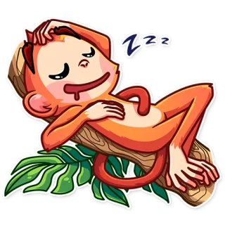 😴 ZZZ singe, sommeil, dormir, paresseux, animal, mignon, dessin animé telegram sticker