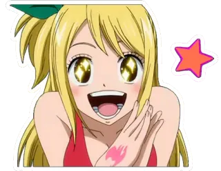 😃 Lucy аниме, мультфильм, девушка, улыбается, счастливая telegram sticker