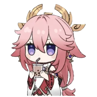 🙂 Yae Miko Genshin Impact yae miko, genshin impact, anime, personaje, videojuego, lindo, pegatina telegram sticker