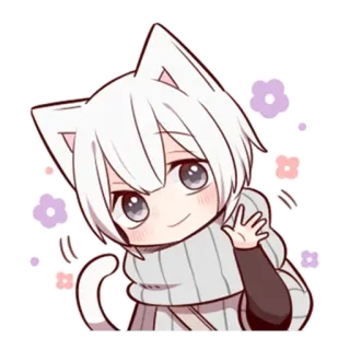 👋 anime, manga, cat ears, cute, chibi, kawaii, character, waving telegram sticker