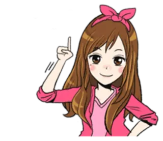 ☝ anime girl, peace sign, cartoon, girl, pink, anime telegram sticker