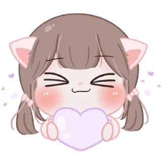 ❤️ cartoon, kawaii, schattig, hart, meisje, chibi telegram sticker