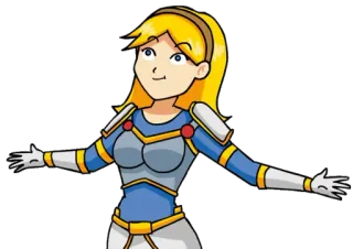 😌 cartoon, character, fantasy, blonde, woman, hero telegram sticker