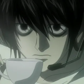 ☕ L Death Note Аниме, L, Детектив, Death Note, Персонаж, Кружка, Кофе, Каваий, Манга whatsapp sticker
