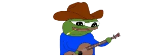 ☘ Pepe the Frog Pepe, Sapo, Cowboy, Guitarra, Meme telegram sticker