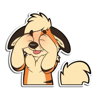 😳 Growlithe Pokemon growlithe, pokemon, shy, hiding, cute, fury, cartoon, sticker telegram sticker