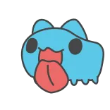 🤪 chat, sticker, mignon, dessin animé, animal, bleu, langue whatsapp sticker