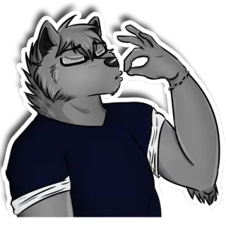 👌 Furry, Lobo, Antropomorfo, Dibujo animado, Personaje, Gesto telegram sticker