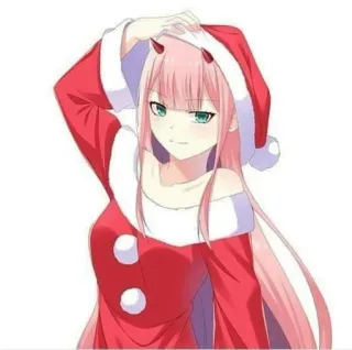 😂 Zero Two Darling in the Franxx Animé, Noël, Zero Two, Darling in the Franxx, Père Noël, Fille, Manga whatsapp sticker