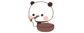 🥢 Panda, Mangiare, Bacchette, Ciotola, Carino, Cartone animato whatsapp sticker
