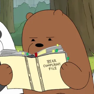 🦄 BEAR COMPLAINT FILE 熊, 投诉, 文件, 卡通, 动物 telegram sticker