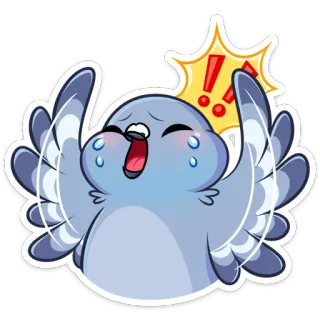 😢 chim bồ câu, chim, khóc, nước mắt, dấu chấm than, cảm xúc telegram sticker