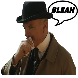 🤢 BLEAH homem, tosse, balão de fala, vintage, retrato, doente, doente telegram sticker