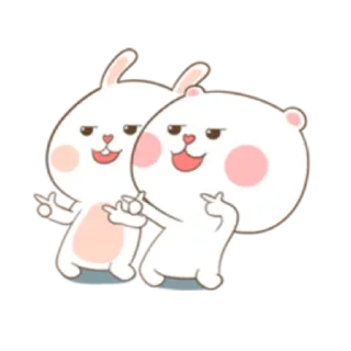😇 rabbit, bear, cartoon, friends, cute, animals, gesture whatsapp sticker
