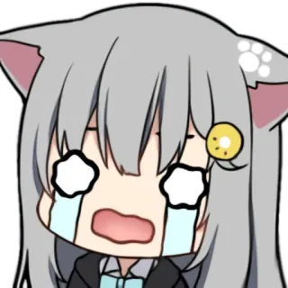 😭 Anime, Katzenmädchen, weinend, traurig, emotional, kawaii, Chibi whatsapp sticker