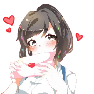 ❤️ Anime, Mignon, Amour, Fille, Lettre telegram sticker
