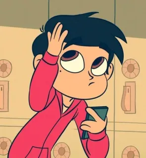 🤔 Marco Diaz Star vs. the Forces of Evil cartoon, character, worried, tv show, animated telegram sticker