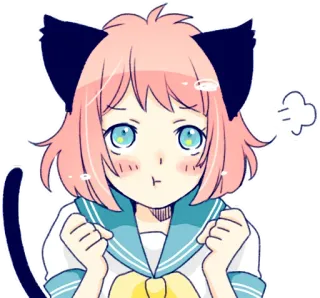😤 Anime, Garota gato, Kawaii, Fofo, Mangá, Sticker telegram sticker