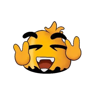 😆 Emoji, Amarillo, Dibujos animados, Paz, Feliz, Guiño telegram sticker