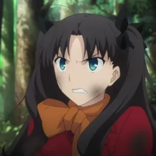 🤬 Rin Tohsaka Fate/stay night Anime, Ragazza, Faccia, Arrabbiata, Tohsaka Rin, Rin Tohsaka, Fate/stay night telegram sticker