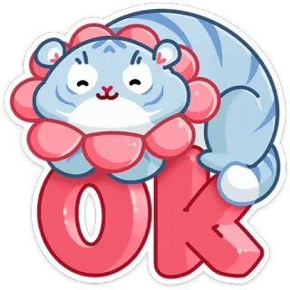 👌 OK แมว, เสือ, น่ารัก, คาวาอิ, โอเค, ตกลง telegram sticker