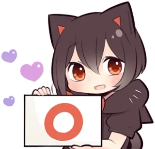 ⭕ Anime, Desenho animado, Garota, Gato, Corações, Bonito whatsapp sticker