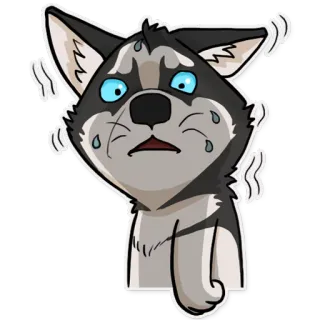 😨 husky, dog, nervous, sweating, cartoon, emotion, scared, anxious whatsapp sticker